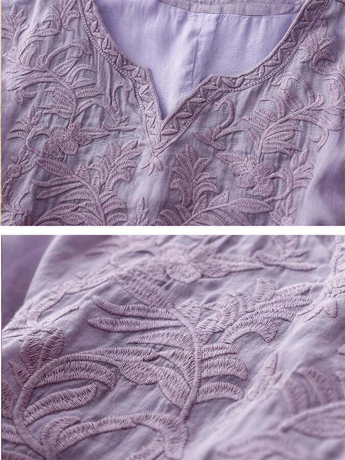 Cotton Linen Embroidered Dress