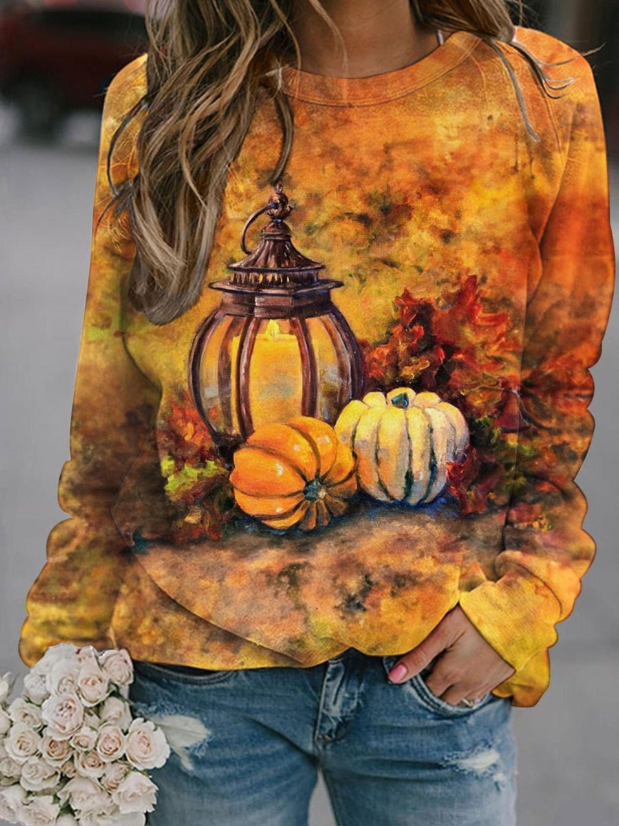 Women's Fall Pumpkins Print Sweatshirt