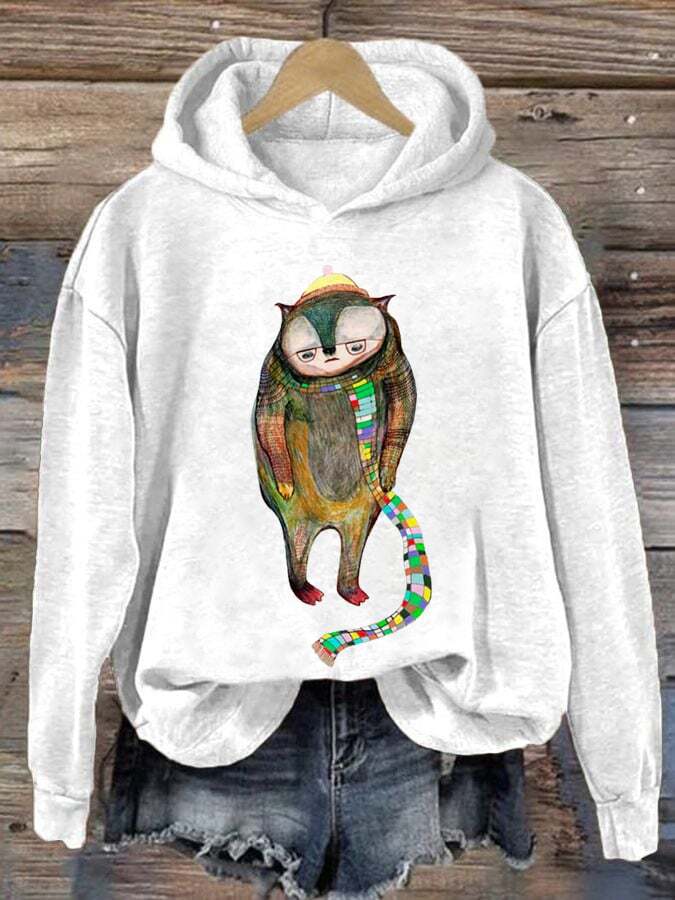 What a Sentimental Cat Print Women's Hoodie