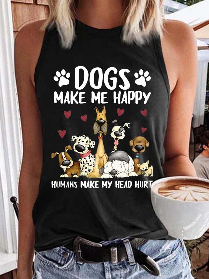 Women's Funny Dogs Make Me Happy Humans Make My Head Hurt Dog Lovers Vest