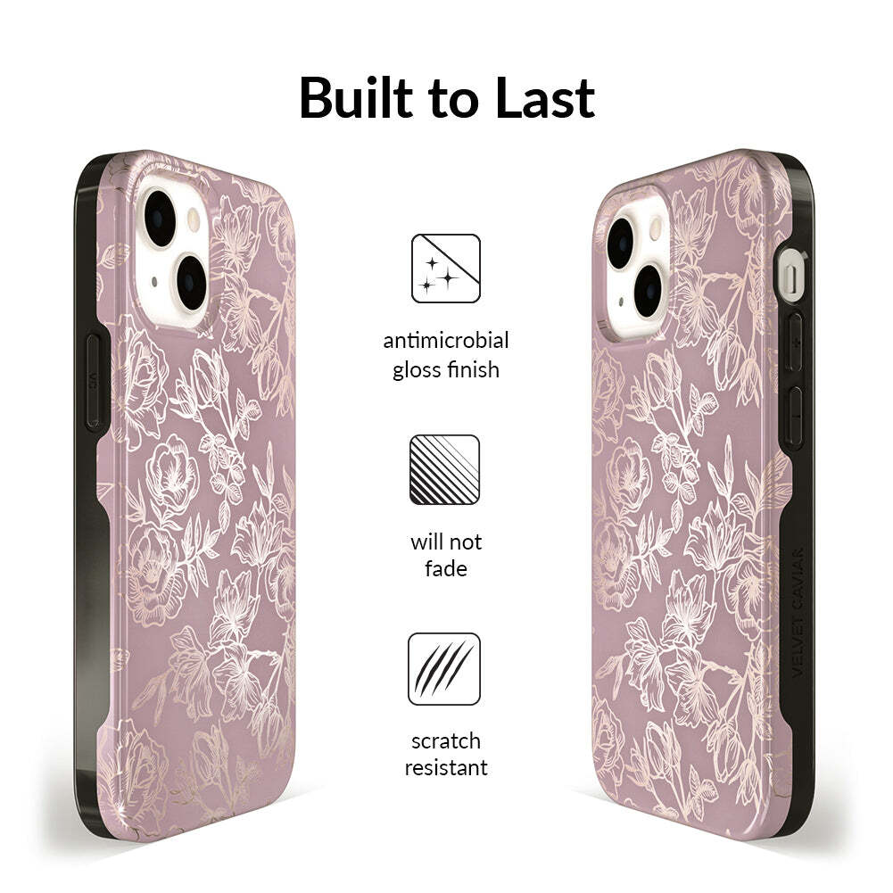 Dusty Rose Chrome Floral iPhone Case