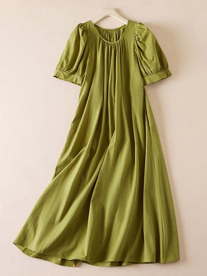 Wrinkle Slimming And Comfortable Solid Color Dress