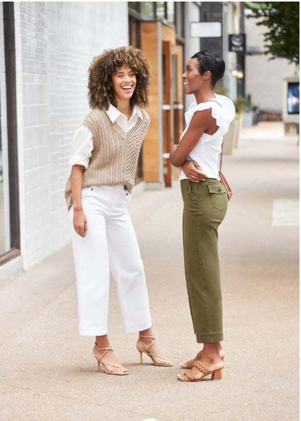 Stretch Twill Cropped Wide Leg Pants (BUY 4 FREE SHIPPING)