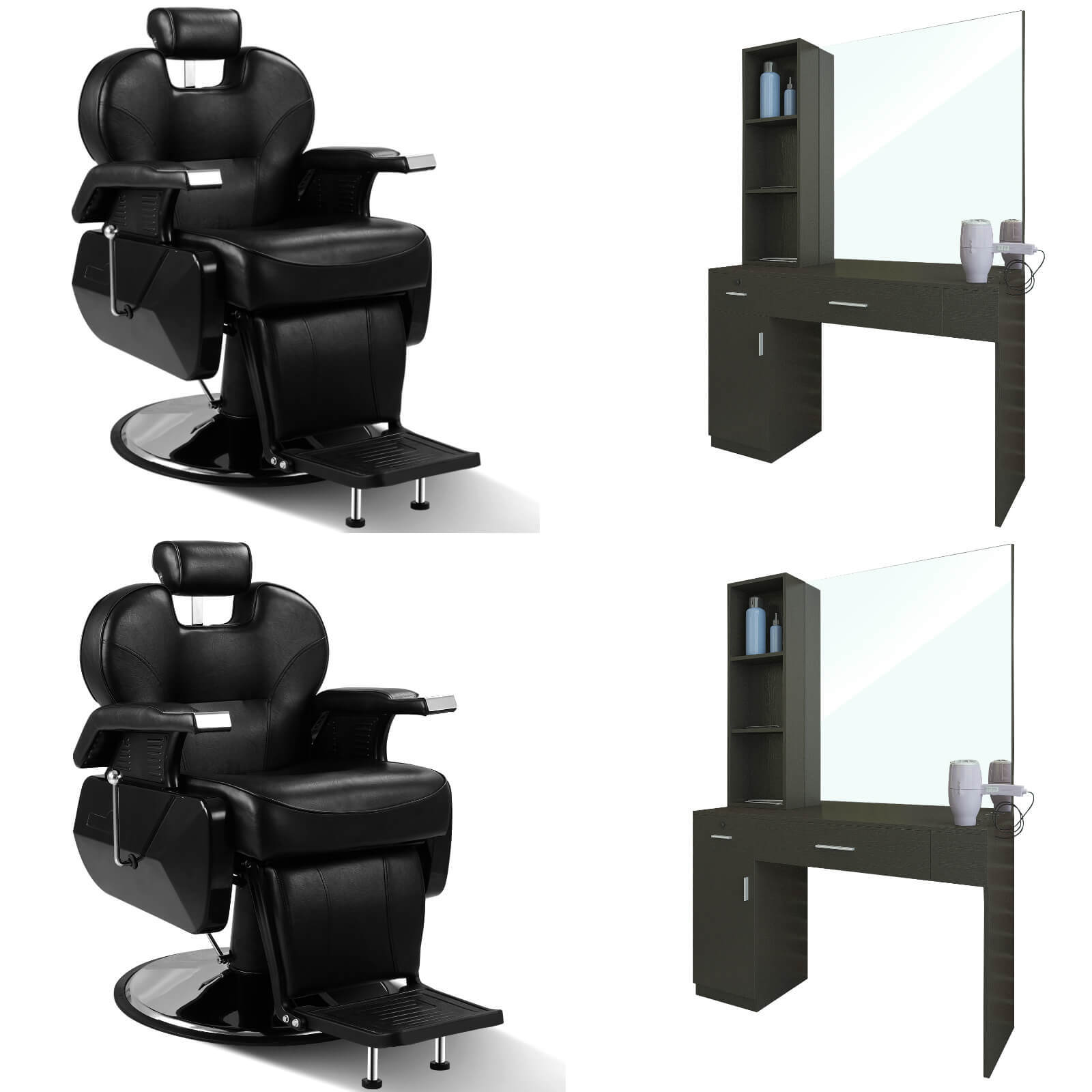 #5001 Heavy Duty Barber Chair *2 +#11004 Wall Mount Salon Station *2