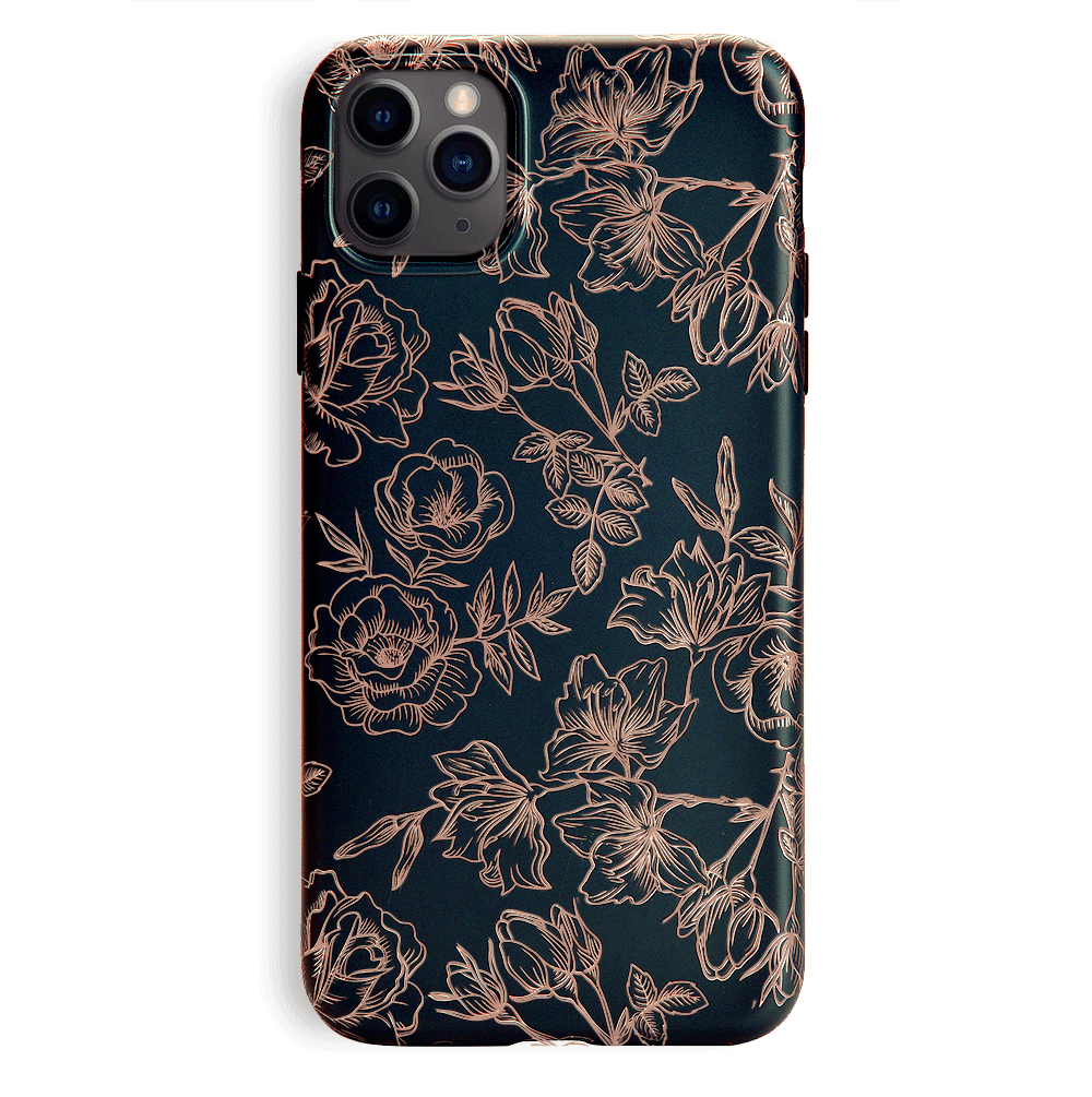 Floral Rose Gold Chrome iPhone Case