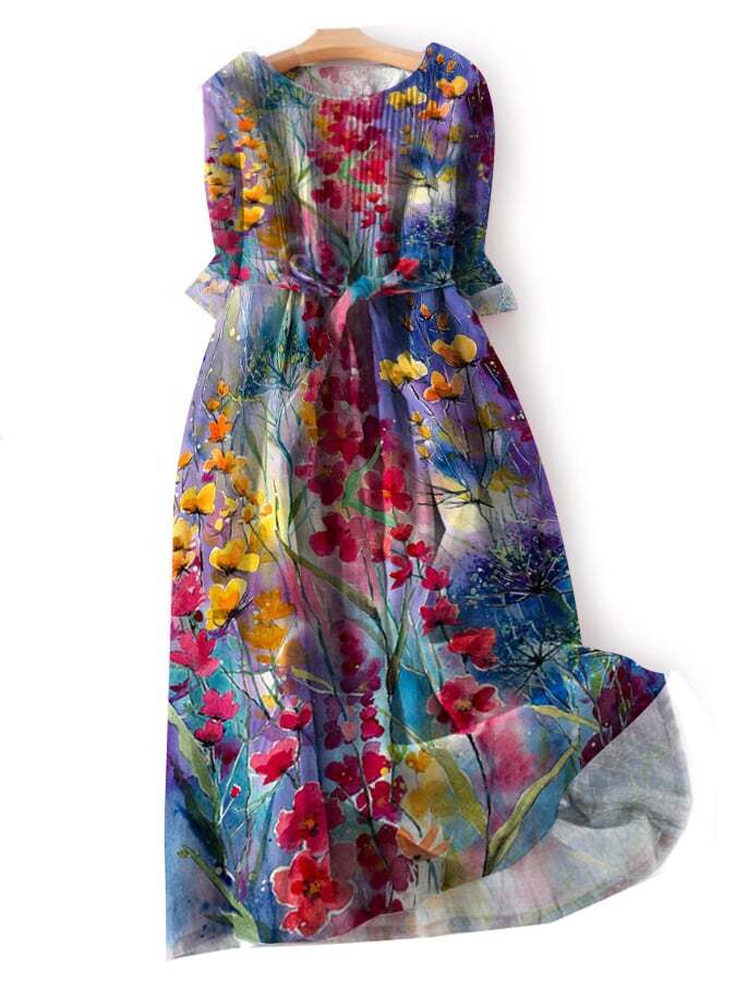Fashionable Elegant Oil Painting Print Dress