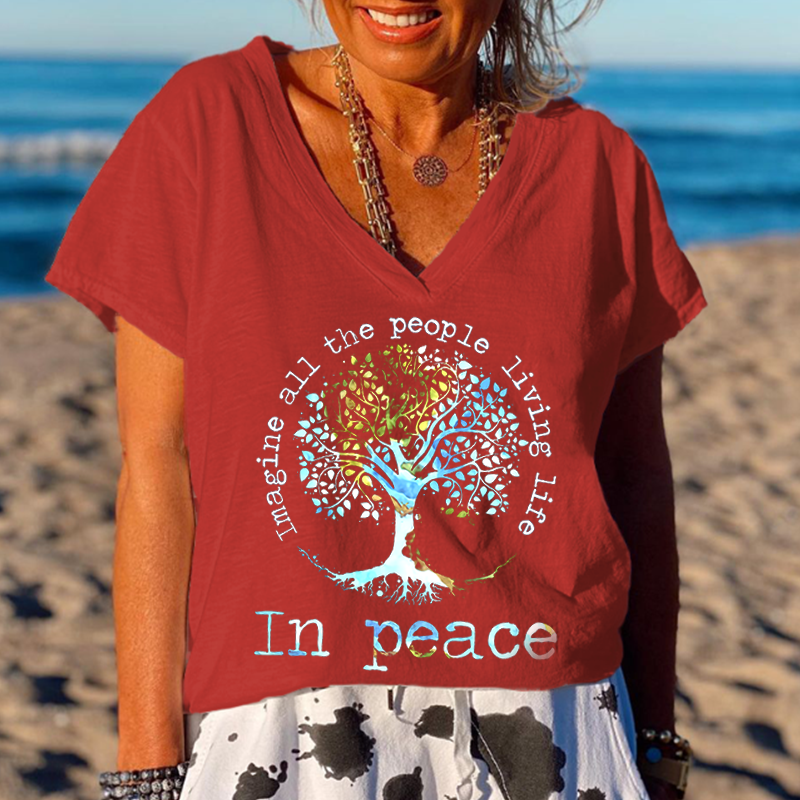 Imagine All The People Living Life Tree Of Life Graphic Tees CHRONOYA