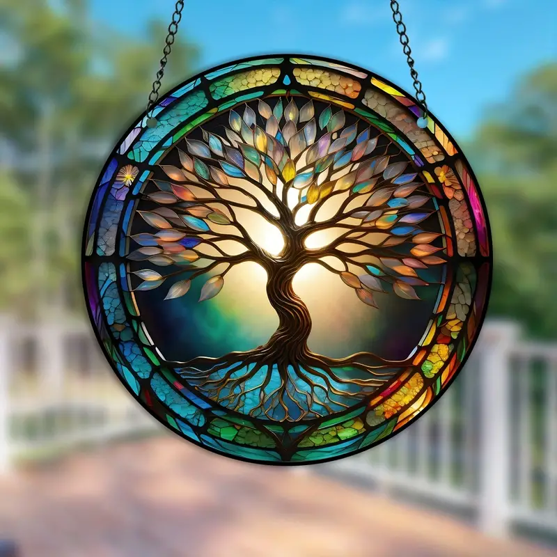 Tree Of Life Suncatcher For Window, Stained Plastic Window Decor, Home Decor, Garden Decor, Thanksgiving Decor, Housewarming