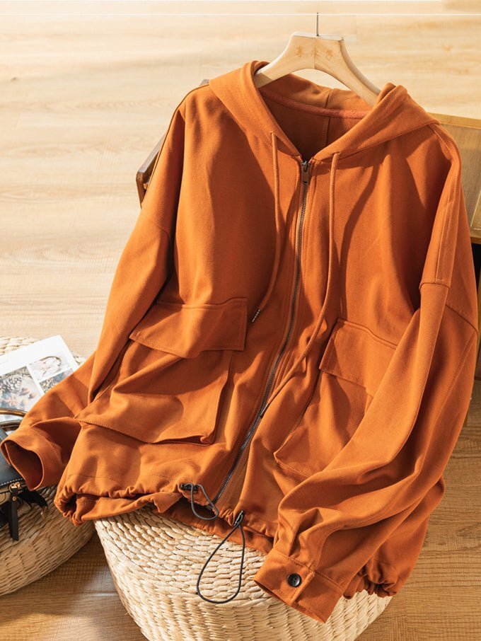 100% Natural Material Hooded Pullover Loose Literary Retro Sweater Jacket