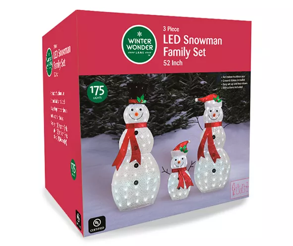 LED 3-Piece Snowman Family Set
