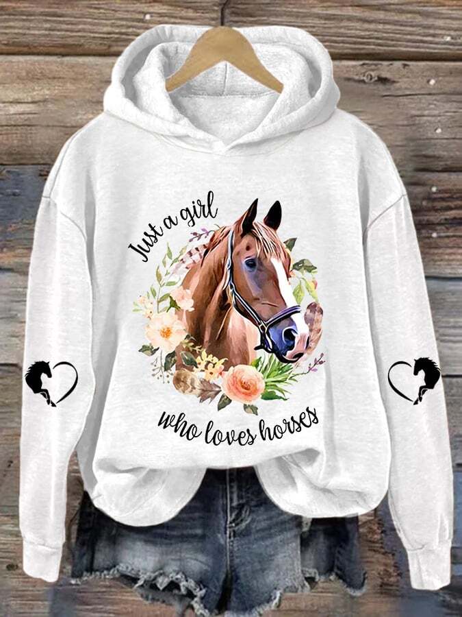 Women's Just A Girl Who Loves Horses Casual Hoodie