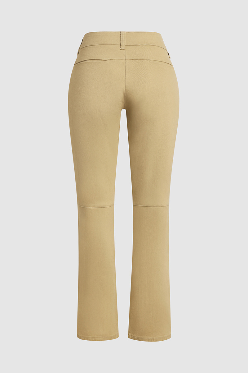 Double Button Zip Pocket Low Waist Pants
