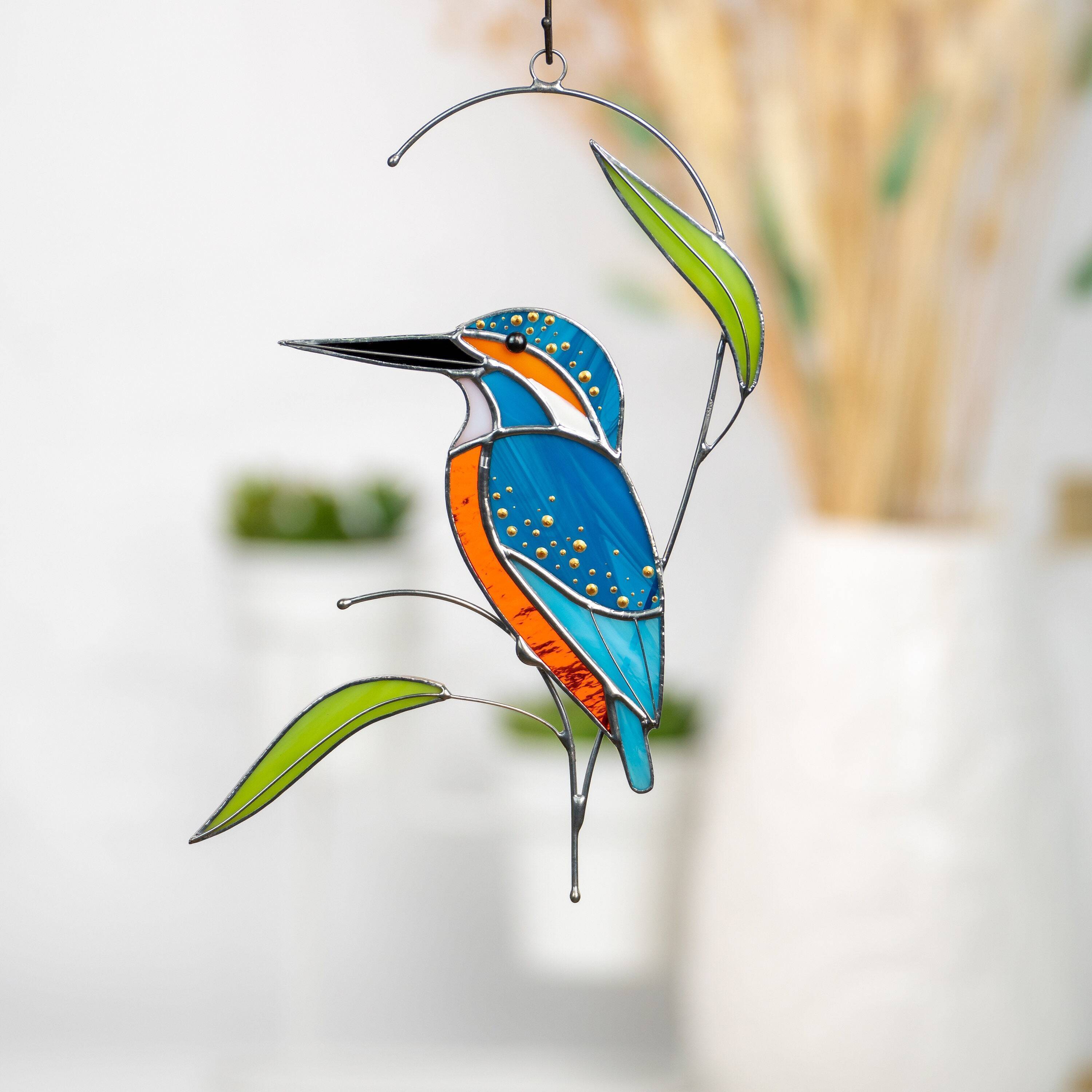 Kingfishers stained glass bird suncatcher Artisan