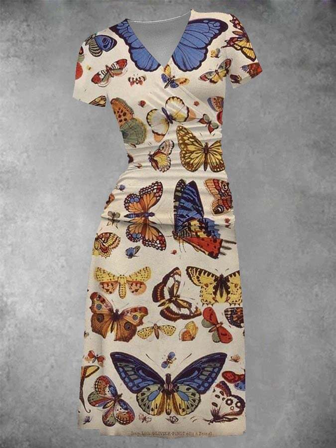 🔥Buy 2 Get 10% Off🔥Women's Old School Tattoo V-neck Dress