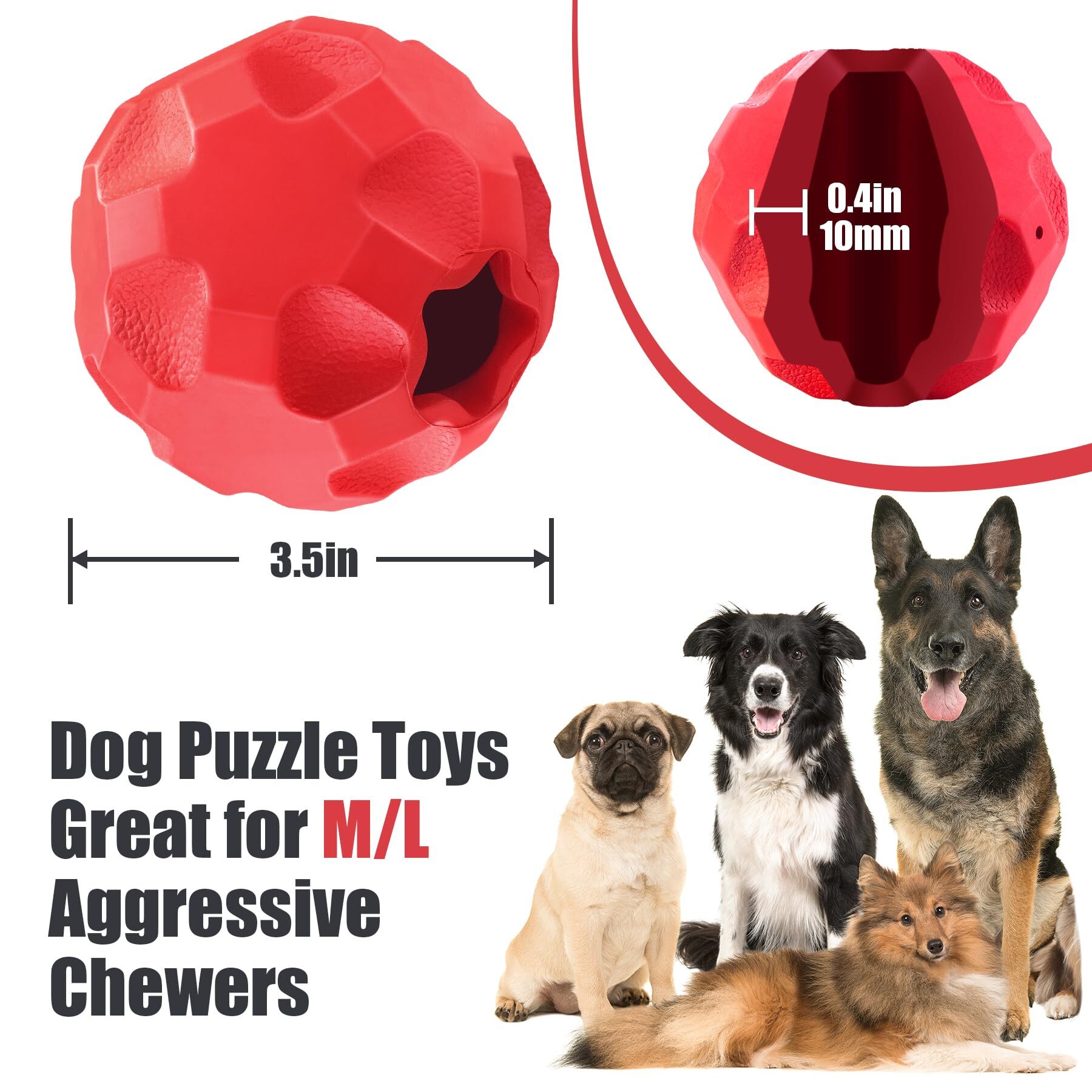 Dog Balls Treat Dispensing Dog Toys, Dog Toys for Aggressive Chewers Large  Breed, Nearly Indestructible Squeaky Dog Chew Toys for Large Dogs, Natural