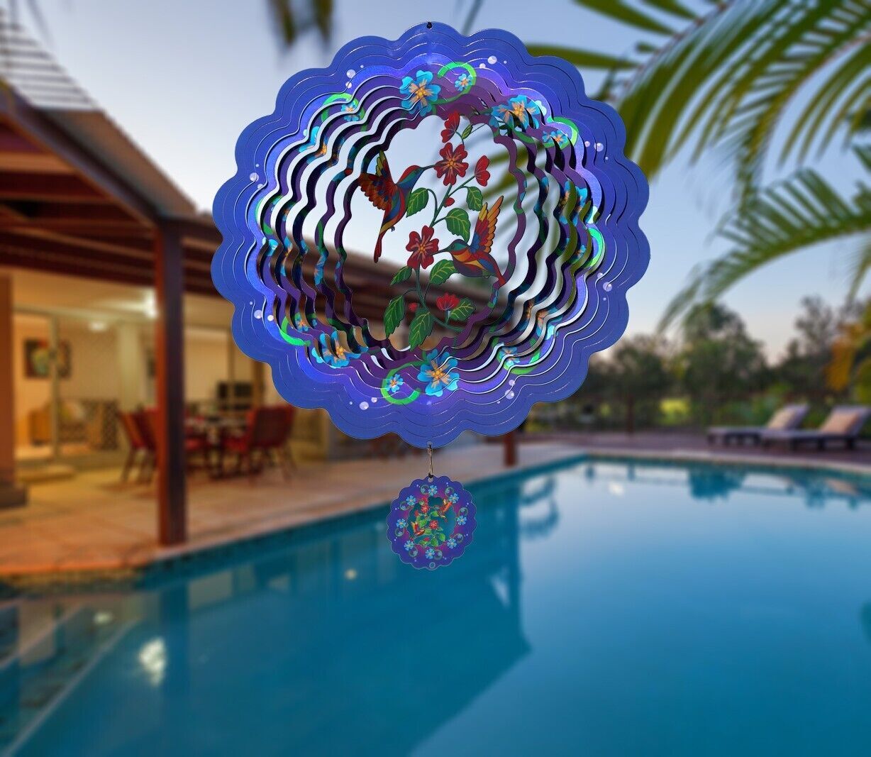 Purple hummingbird dynamic wind rotator (with hook)