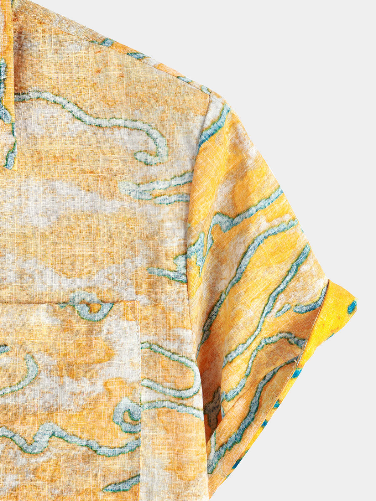 Men's Holiday Yellow Pocket Short Sleeve Shirt