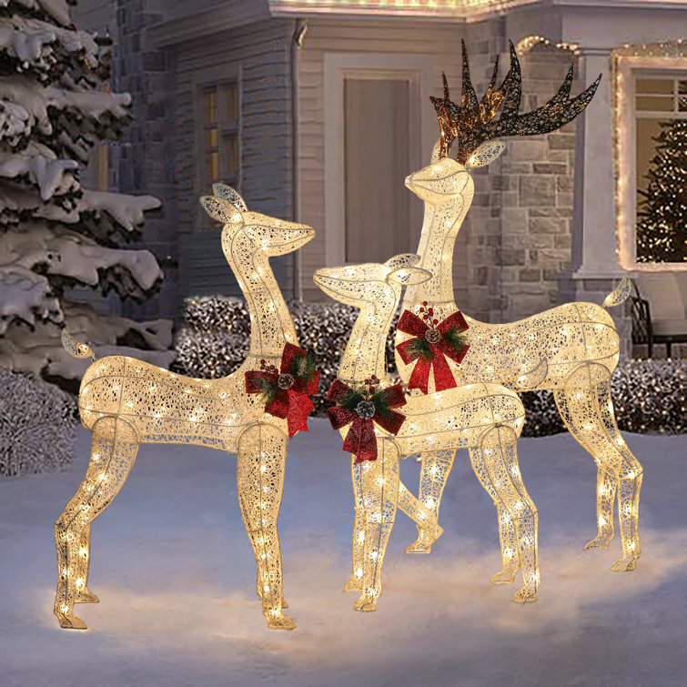 3 Piece Deer Family Lighted Display Set (Set of 3) - The Perfect ...