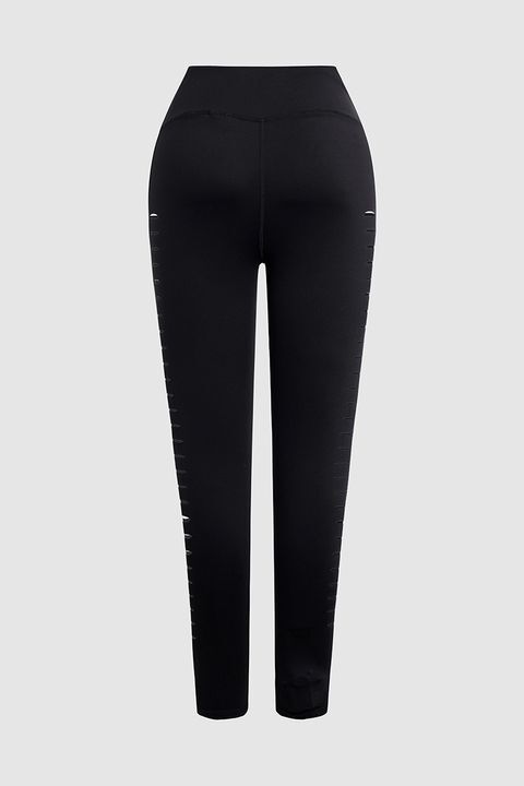 Hollow Out Contrast Binding Sports Leggings