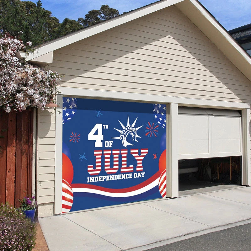 Patriotic Independence Day Flag Garage Door Banner Mural - nelumio