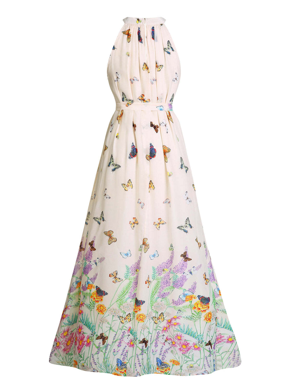 1950s Floral Butterfly Vintage Maxi Dress