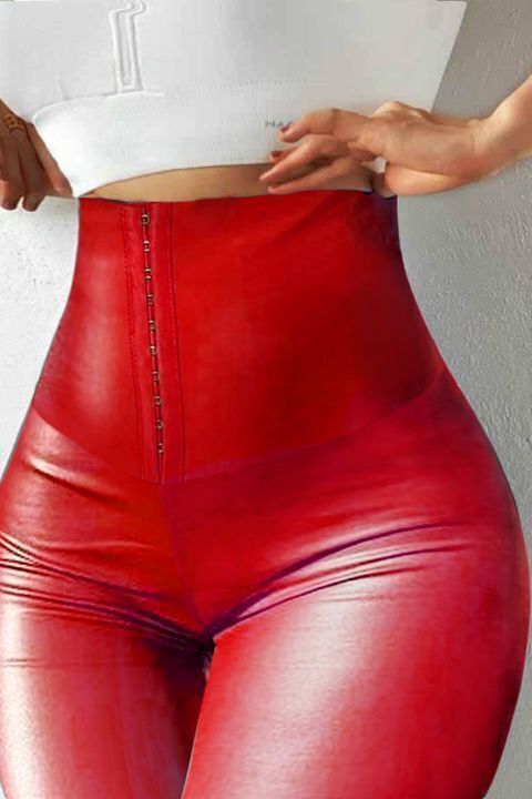 Hook Front Liquid Gloss Sauna Sweat Leggings