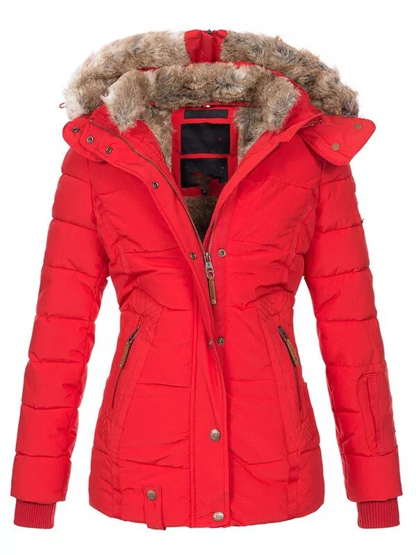 Women's hooded warm winter jacket, faux fur lining jacket Discount Store