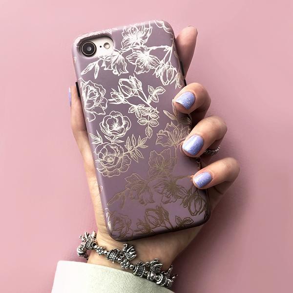 Dusty Rose Chrome Floral iPhone Case