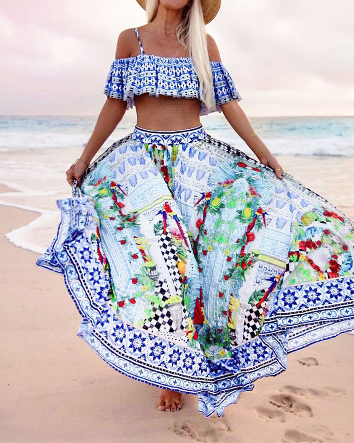 Bohemian Vacation Printed Dress  c048