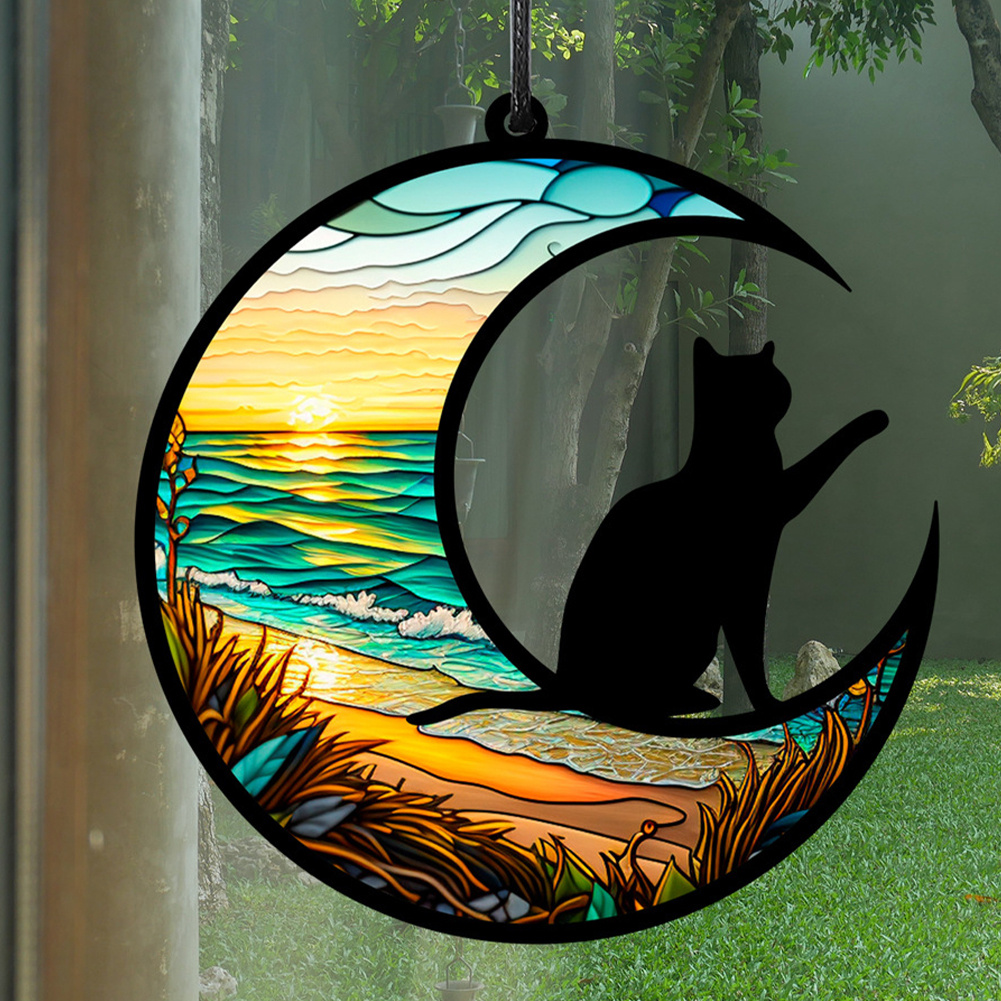 Cat Suncatcher Acrylic Waterproof Window Panel Hanging Sun Catcher 12x12cm (#3)
