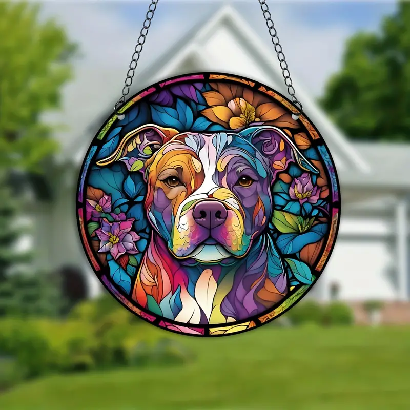 Dog Suncatcher Window Hangings, Home Decor For Window Or Wall, 3D Pattern Painted Plastic Panel Decor For Home Gift, Door Hanging, Gifts For Friends Holiday, Halloween, Christmas