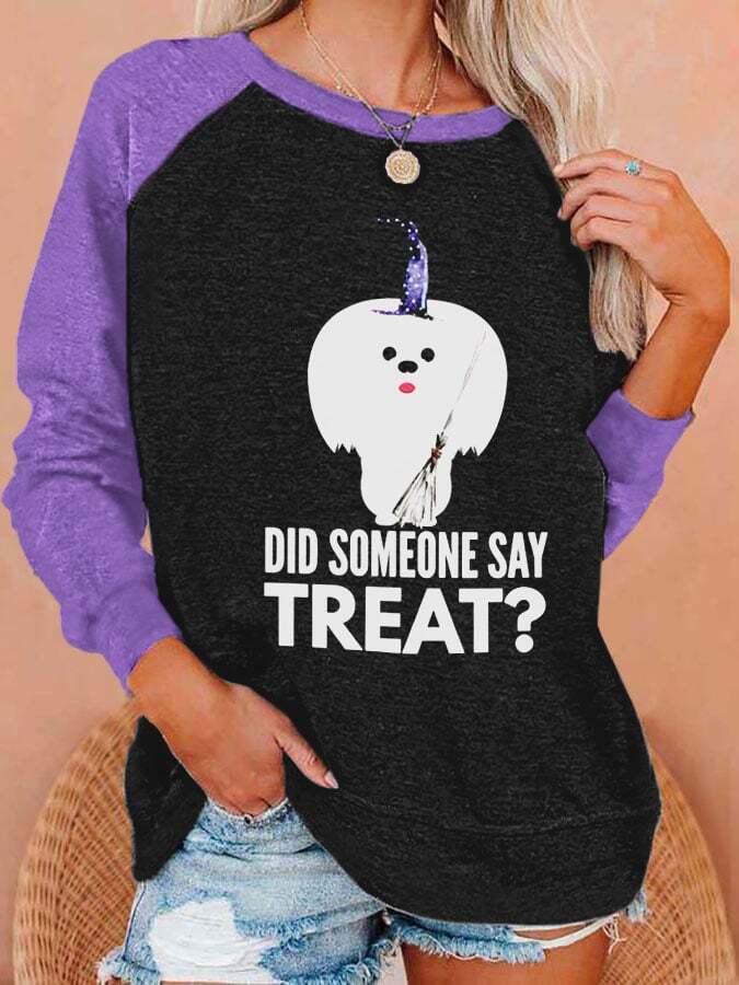 Women's Maltese halloween trick or treat sweatshirt