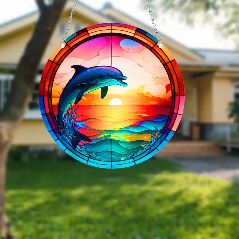 1pc,Suncatcher Dolphin Window Hanging, Home And Outdoor Decoration Pendant, Send A Metal Chain, Decorate Your Window, Fireplace, Courtyard Or Any Place You Like, Gift To Relatives And Friends, Embellish Romantic Life