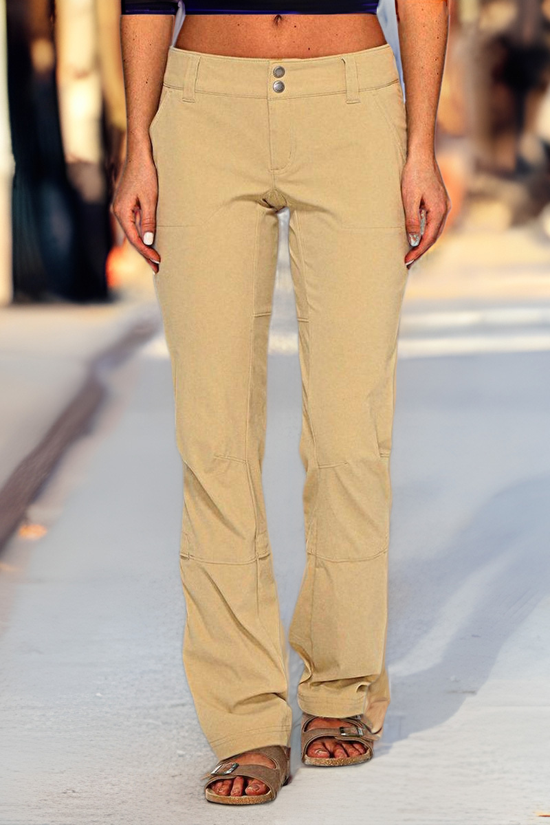 Double Button Zip Pocket Low Waist Pants