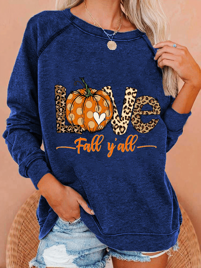 Women's IT'S FALL Y'ALL Print Casual Crewneck Sweatshirt