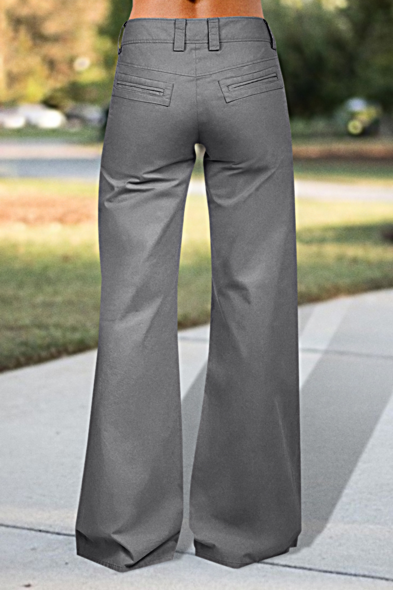 Button Fly Buckle Taped Wide Leg Pants