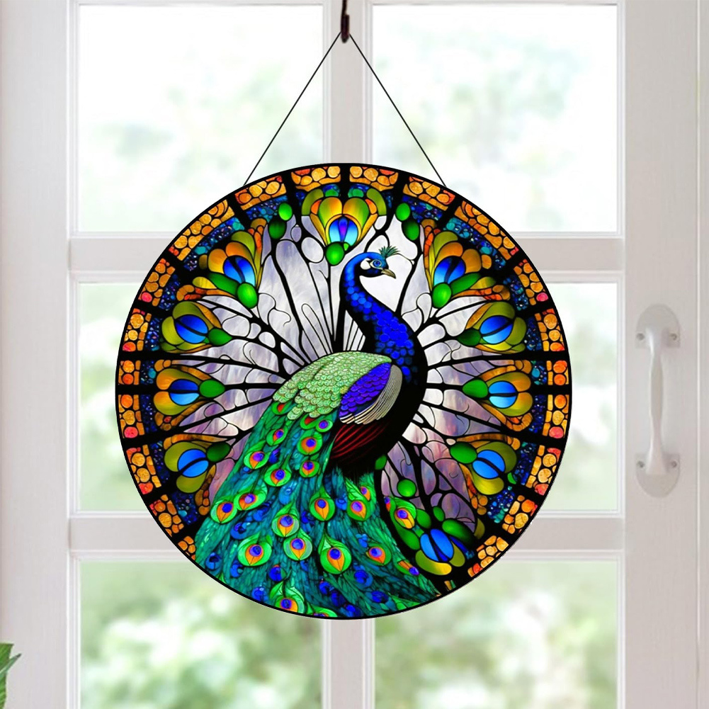 Acrylic Decor Window Hanging Suncatcher Home Decor Panel (Peacock)
