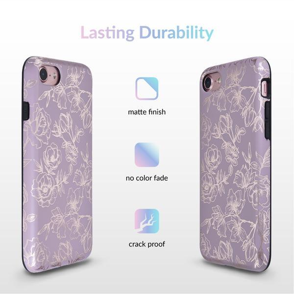 Dusty Rose Chrome Floral iPhone Case