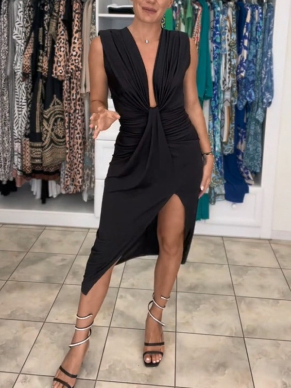 Irregularity Sexy Deep V-Neck Maxi Dress
