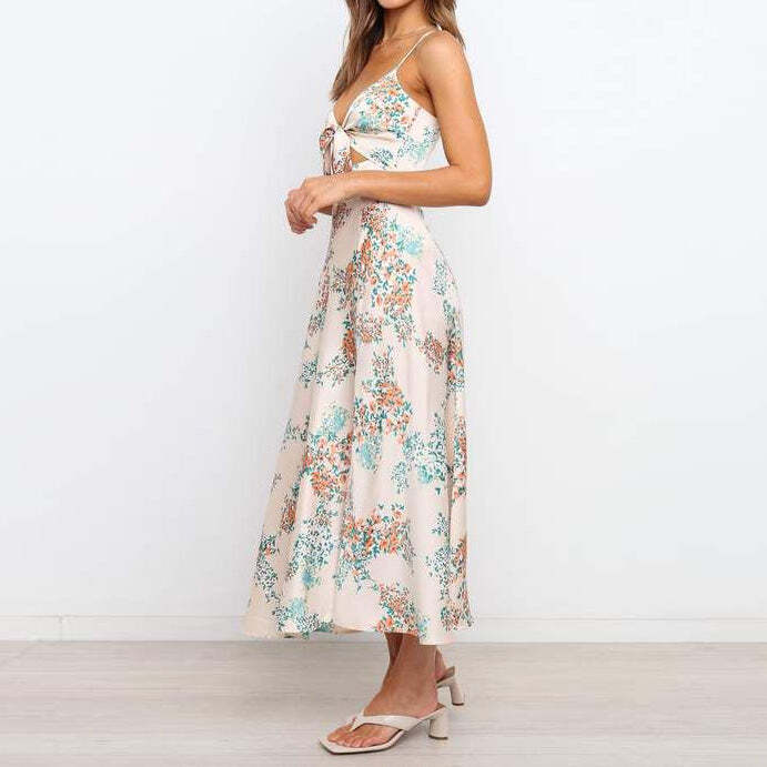 Fashion holiday style strappy sling dress long skirt