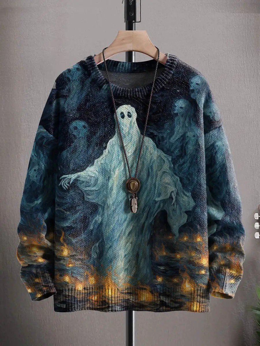 Women's Halloween Art Ghost Print Casual Sweatshirt
