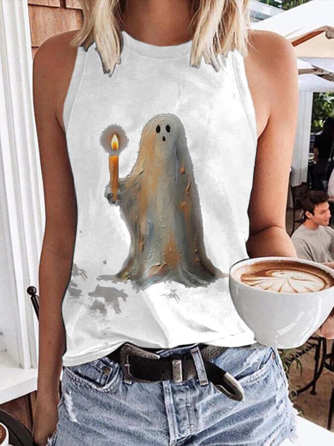 Ghost Painting Candle Print Tank Top