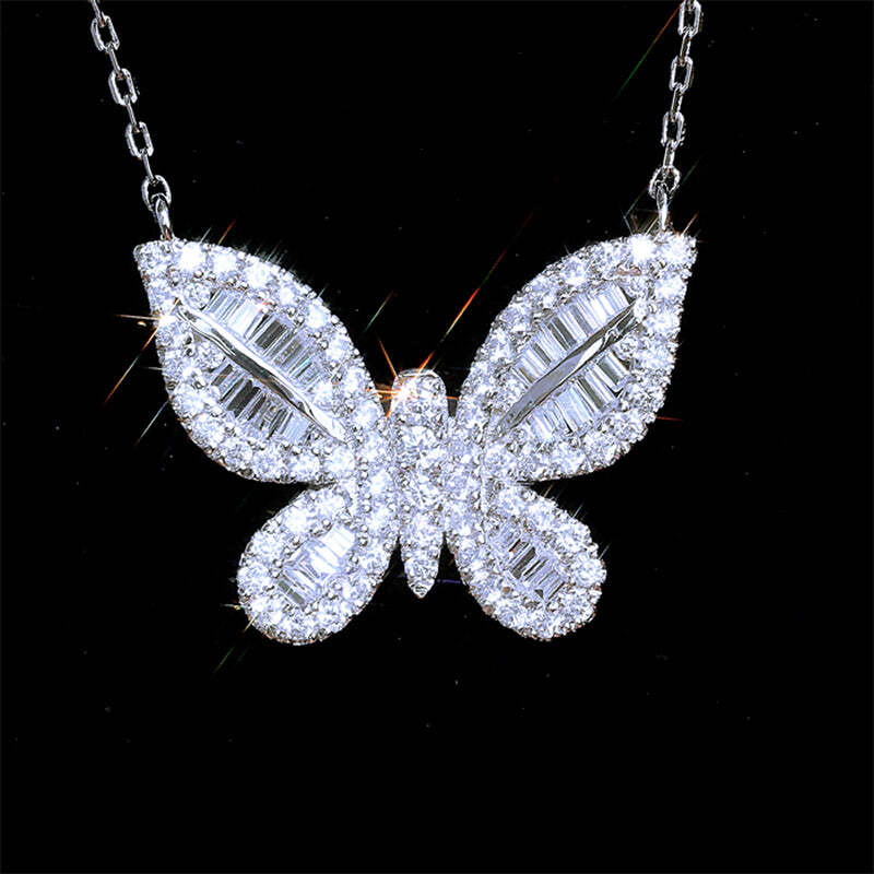 Butterfly Pave Pendant Necklace