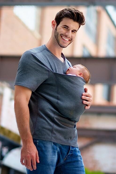 This Dad Shirt Has a Giant Front Pocket For Holding Baby