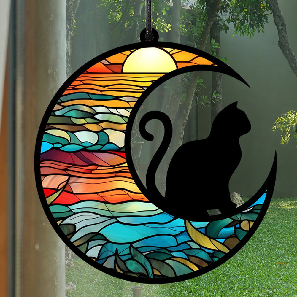 Cat Suncatcher Acrylic Waterproof Window Panel Hanging Sun Catcher 12x12cm (#5)