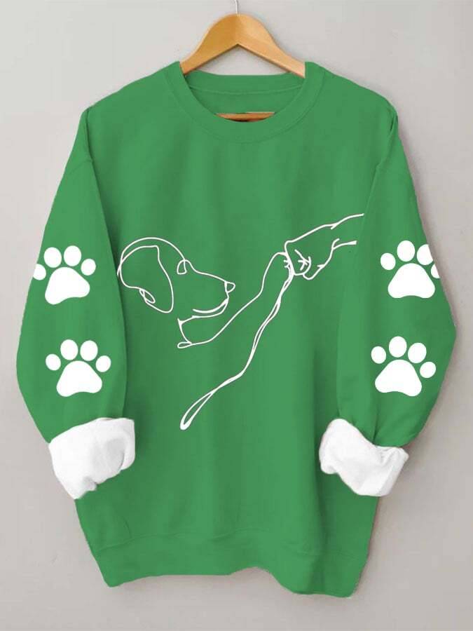 Dog High Five Casual Long-Sleeved Sweatshirt